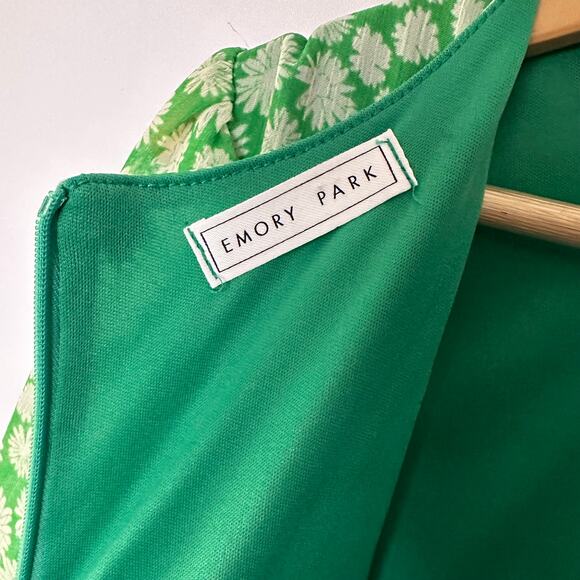 Emory Park Green Floral Ruffle Lined Spring Summer Dress Small - Medium - Picture 5 of 6